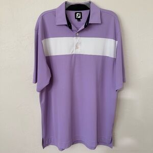 Foot Joy polo golf shirt business casual lavender & white color block Large